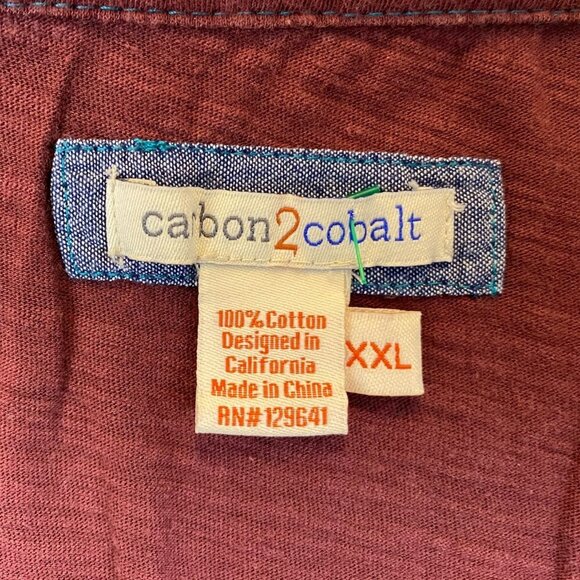 Cabon2Cobalt Mens Polo Shirt XXL Short Sleeve Casual Burgundy Classic Pullover - Picture 5 of 8